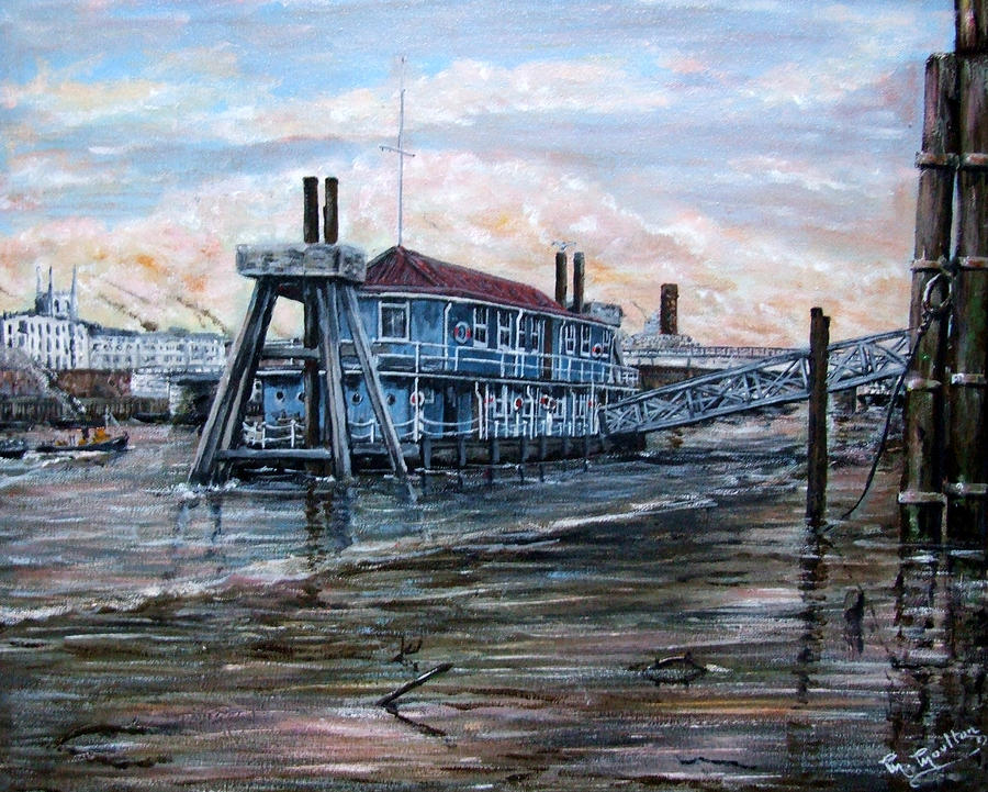 900x721 The Harpy Moored Alongside Custom House London Painting By - Harpy Painting