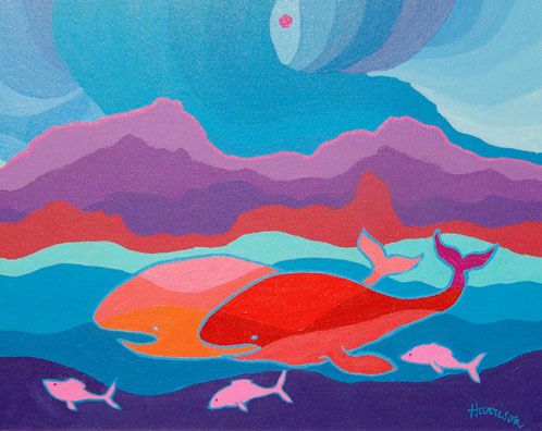 498x396 The Whales Of Monterey School. Ted Harrison. Onder Water - Harrison Painting