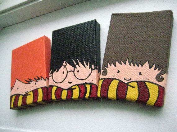 570x428 Painted Harry Potter Trio Magnets Harry Potter - Harry Potter Canvas Painting