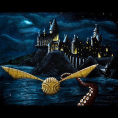 236x236 Harry Potter Painting, Hogwarts Painting, Watercolor Painting - Harry Potter Hogwarts Painting