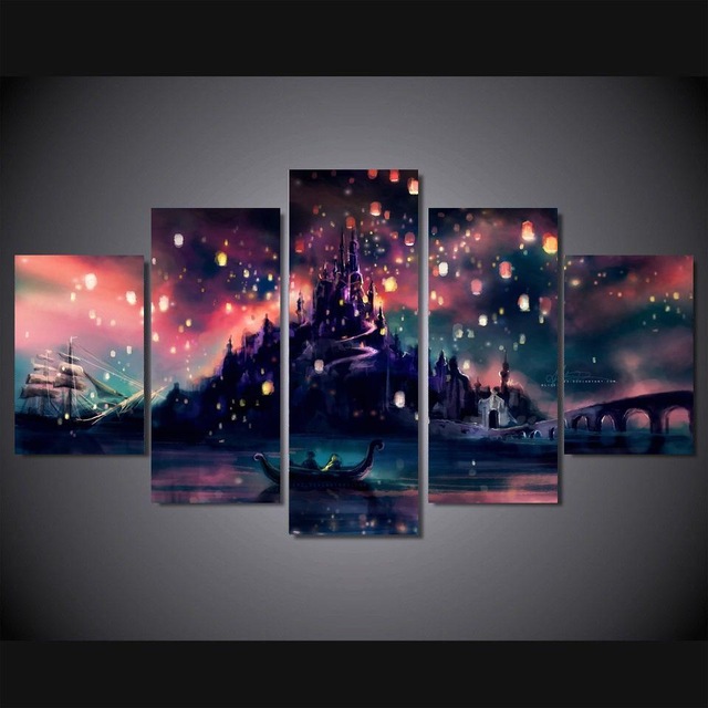 640x640 5 Panel Harry Potter Hogwarts Oil Painting Style Canvas Wall Art - Harry Potter Hogwarts Painting