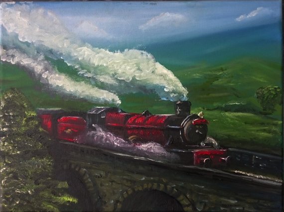 570x426 Harry Potter The Hogwarts Express Original Oil Painting - Harry Potter Oil Painting