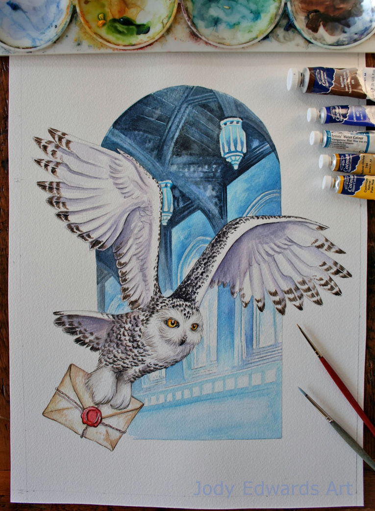 765x1044 Hedwig, Mail Owl By Charlee1 - Harry Potter Owl Painting