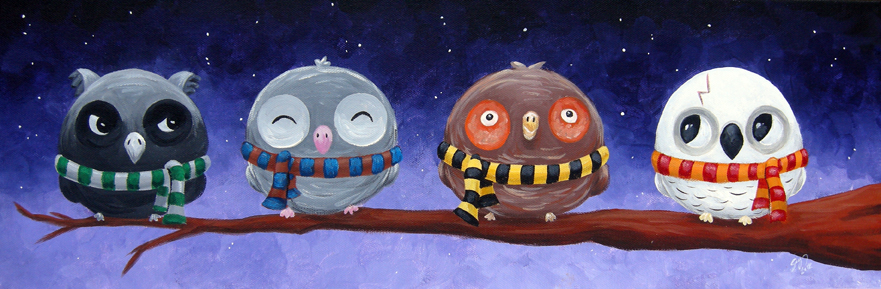 881x289 Hooty Potter By Seystudios - Harry Potter Owl Painting