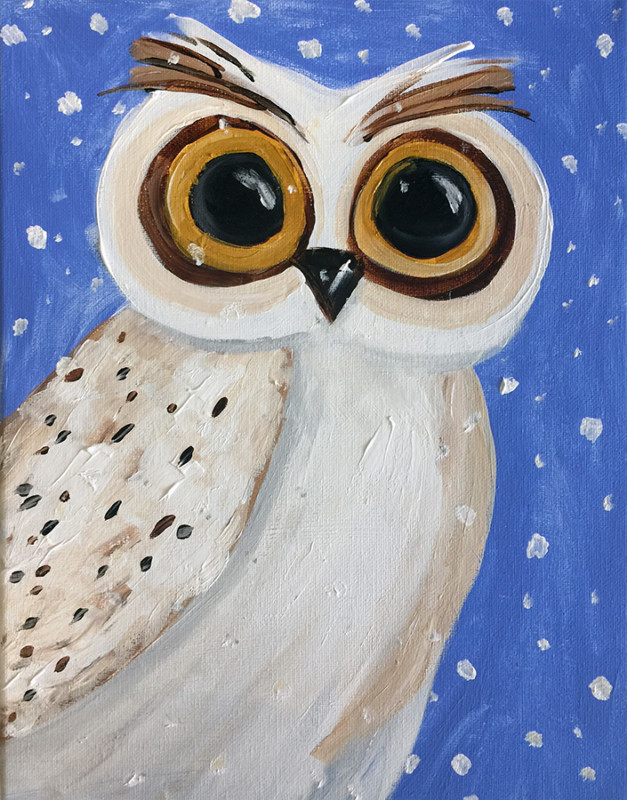 627x800 Kids Painting Party Winter Hedwig Lowe Mill Arts Amp Entertainment - Harry Potter Owl Painting