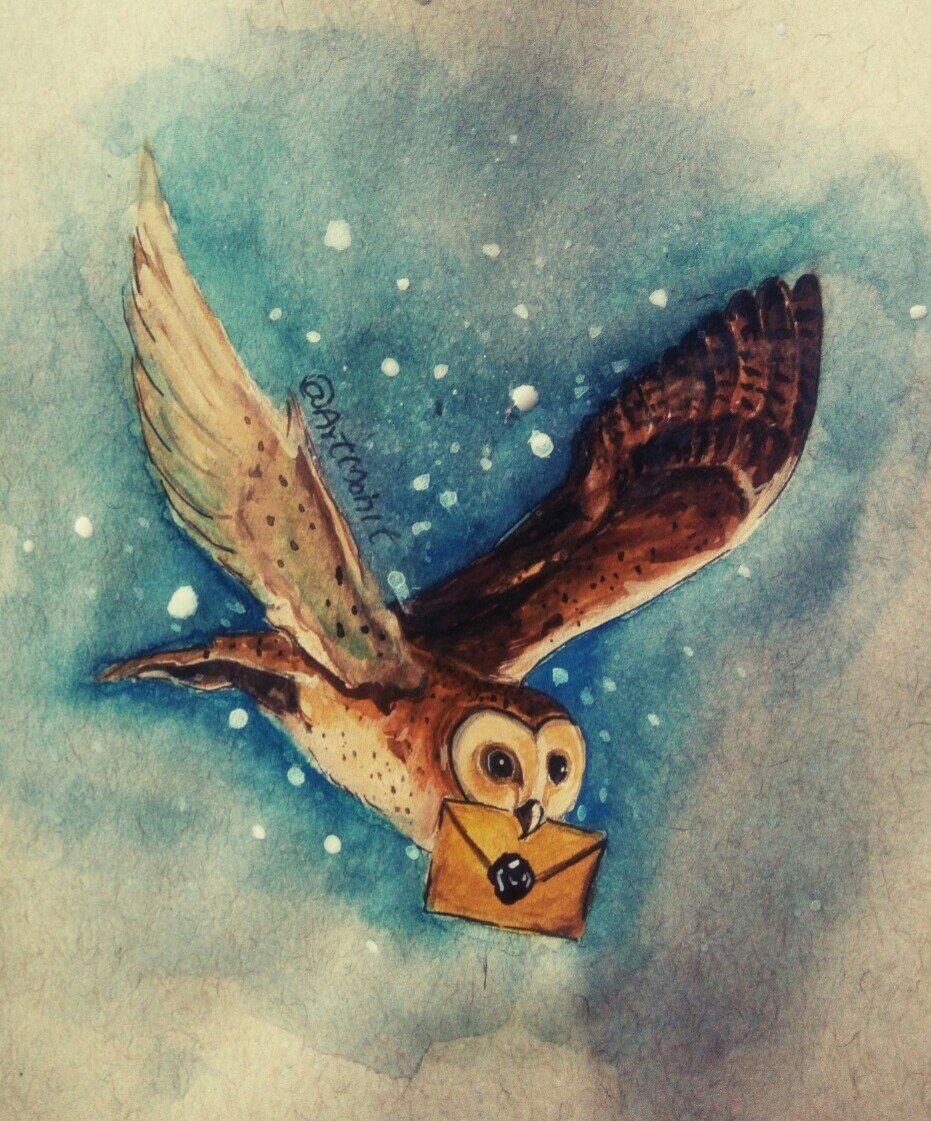 Harry Potter Owl Painting at PaintingValley.com | Explore collection of ...