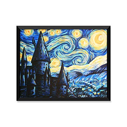 425x425 Hogwarts Starry Night Painting, Harry Potter Poster - Harry Potter Starry Night Painting