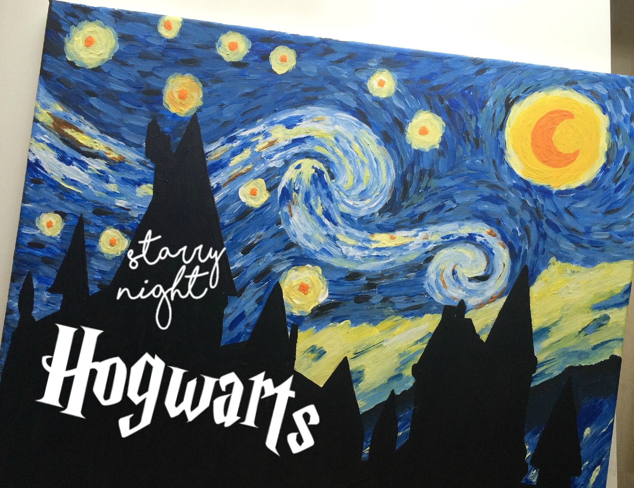 2133x1641 How To Starry Hogwarts Night Acrylic Speed Painting - Harry Potter Starry Night Painting