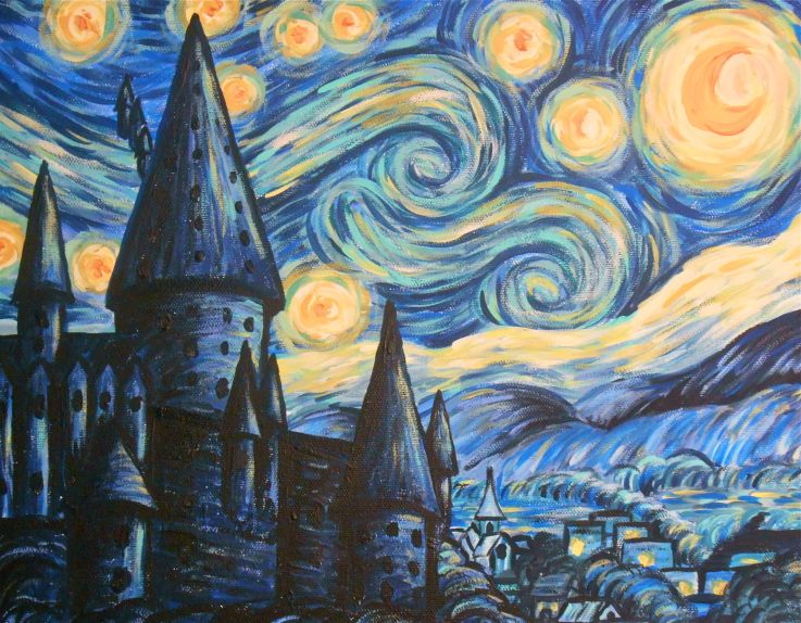 737x574 Hogwarts Starry Nights She's Crafty Hogwarts - Harry Potter Starry Night Painting