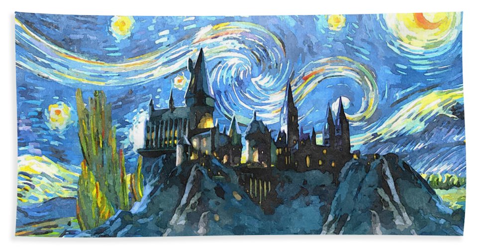 967x500 Harry Potter Starry Night Hand Towel For Sale By Midex Planet - Harry Potter Starry Night Painting