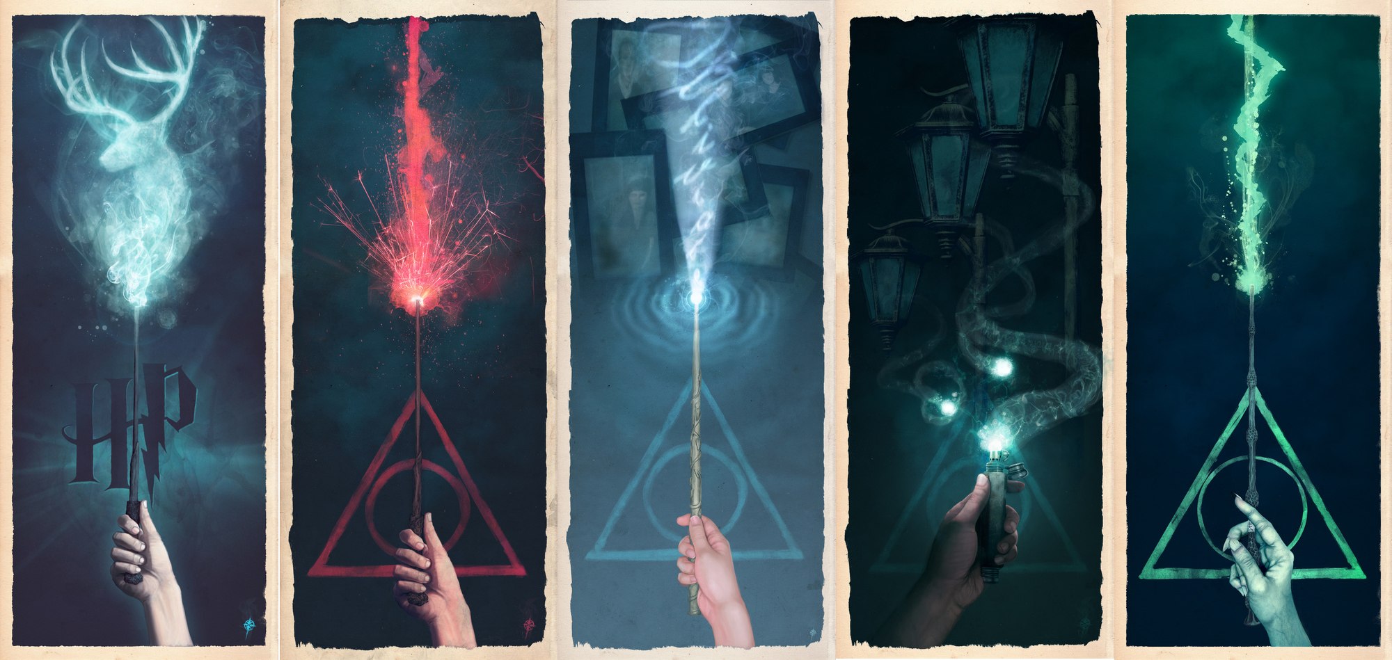 2000x949 Unlimited Paper - Harry Potter Wand Painting