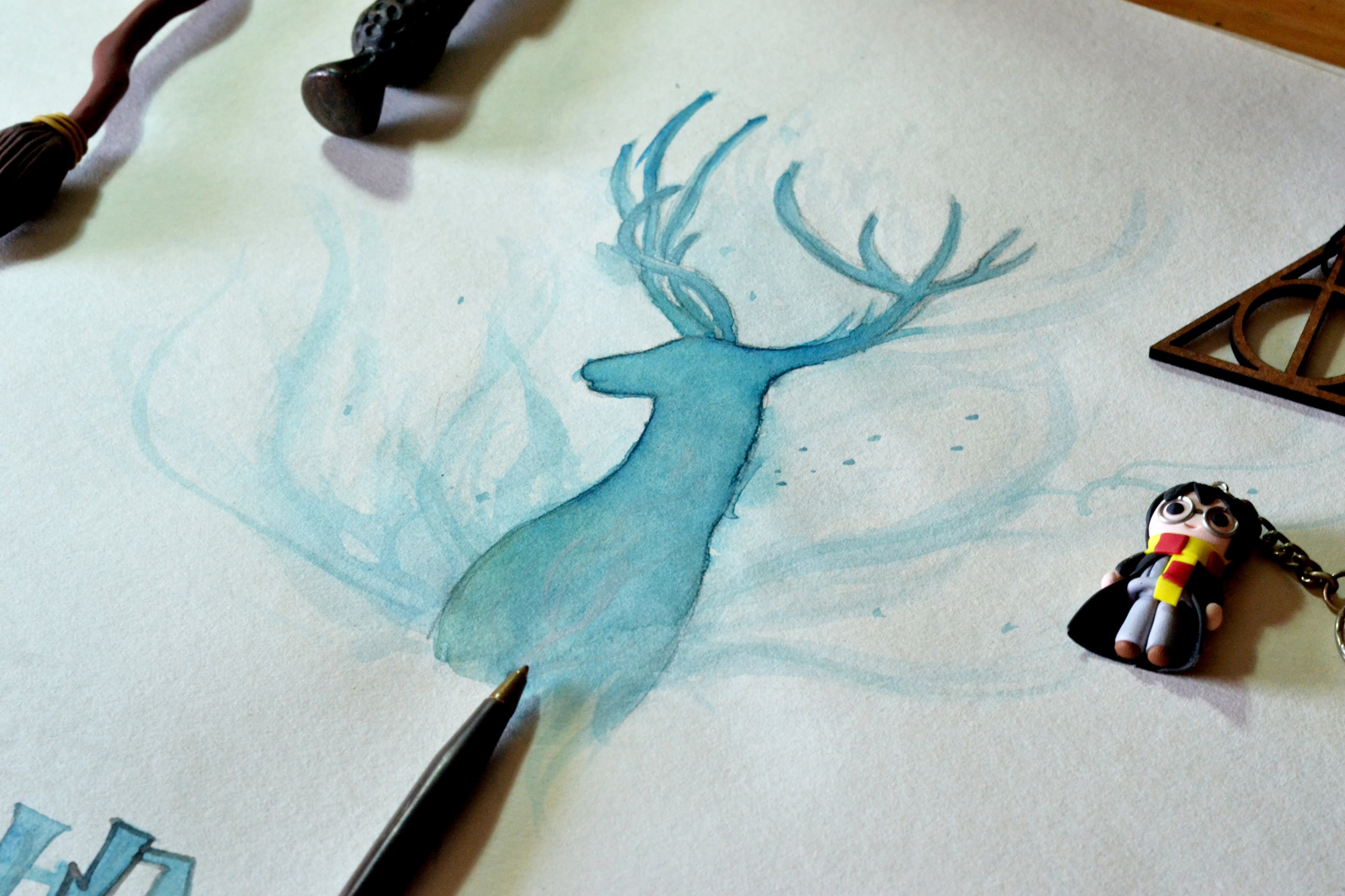 4096x2730 How To Draw And Paint Harry Potter's Patronus. - Harry Potter Watercolor Painting