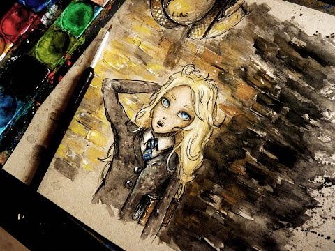 480x360 Watercolor Time Lapse Painting   Ink) - Harry Potter Watercolor Painting