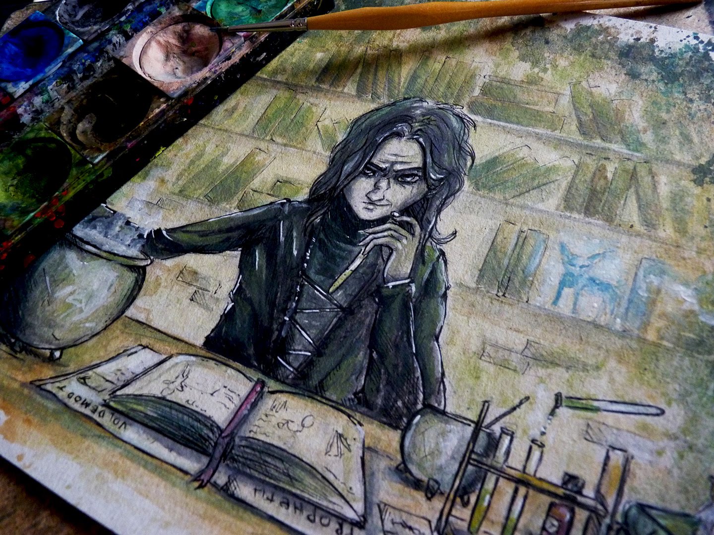 1440x1080 Watercolor Time Lapse Painting   Ink) - Harry Potter Watercolor Painting