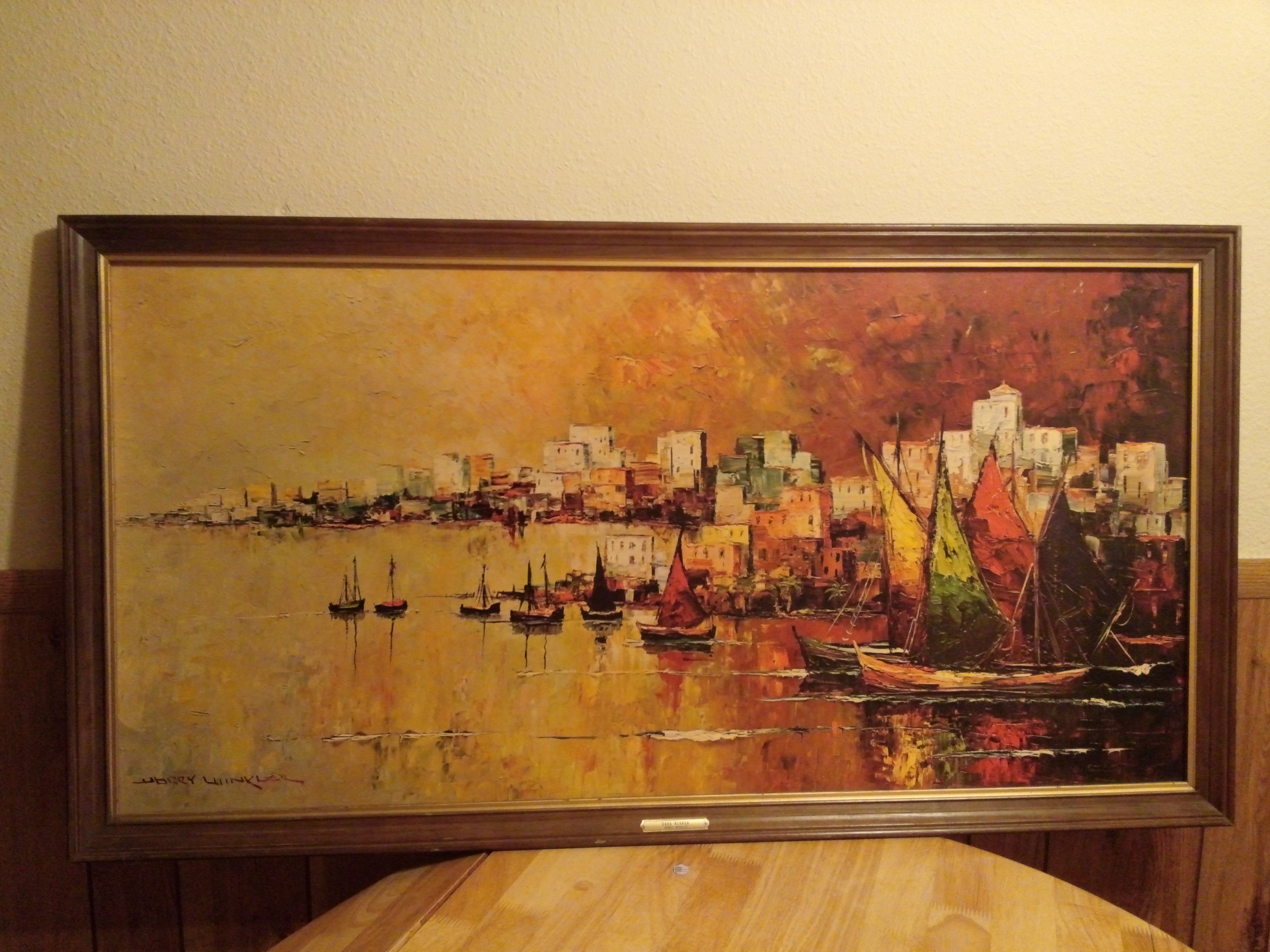4160x3120 Painting By Harry Winkler, Reprint, Seaport Urban Ladscape, Signed - Harry Winkler Painting