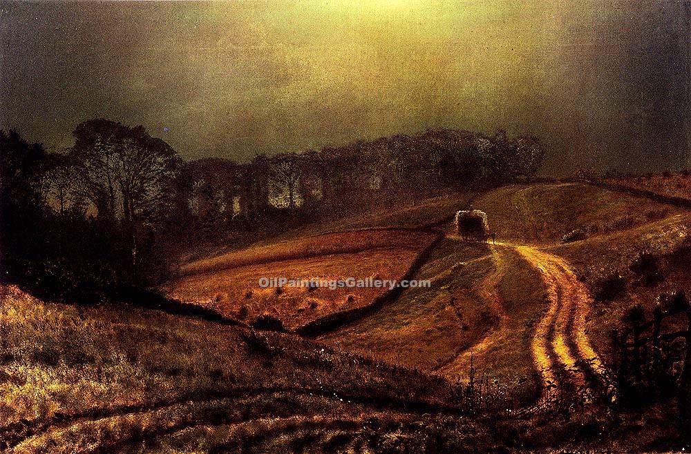 1000x658 Under The Harvest Moon By John Atkinson Grimshaw (Painting Id La - Harvest Moon Painting
