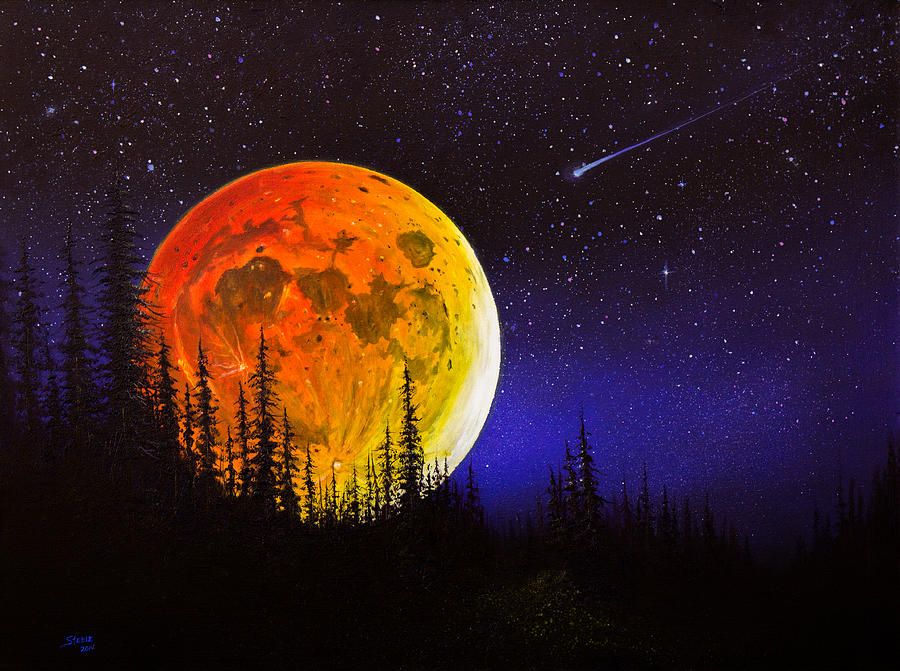 900x671 Full Moon Painting - Harvest Moon Painting