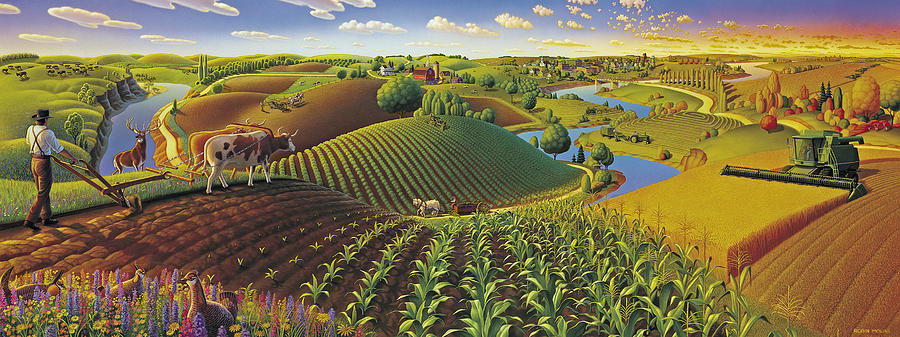 900x337 Harvest Panorama Painting By Robin Moline - Harvest Painting