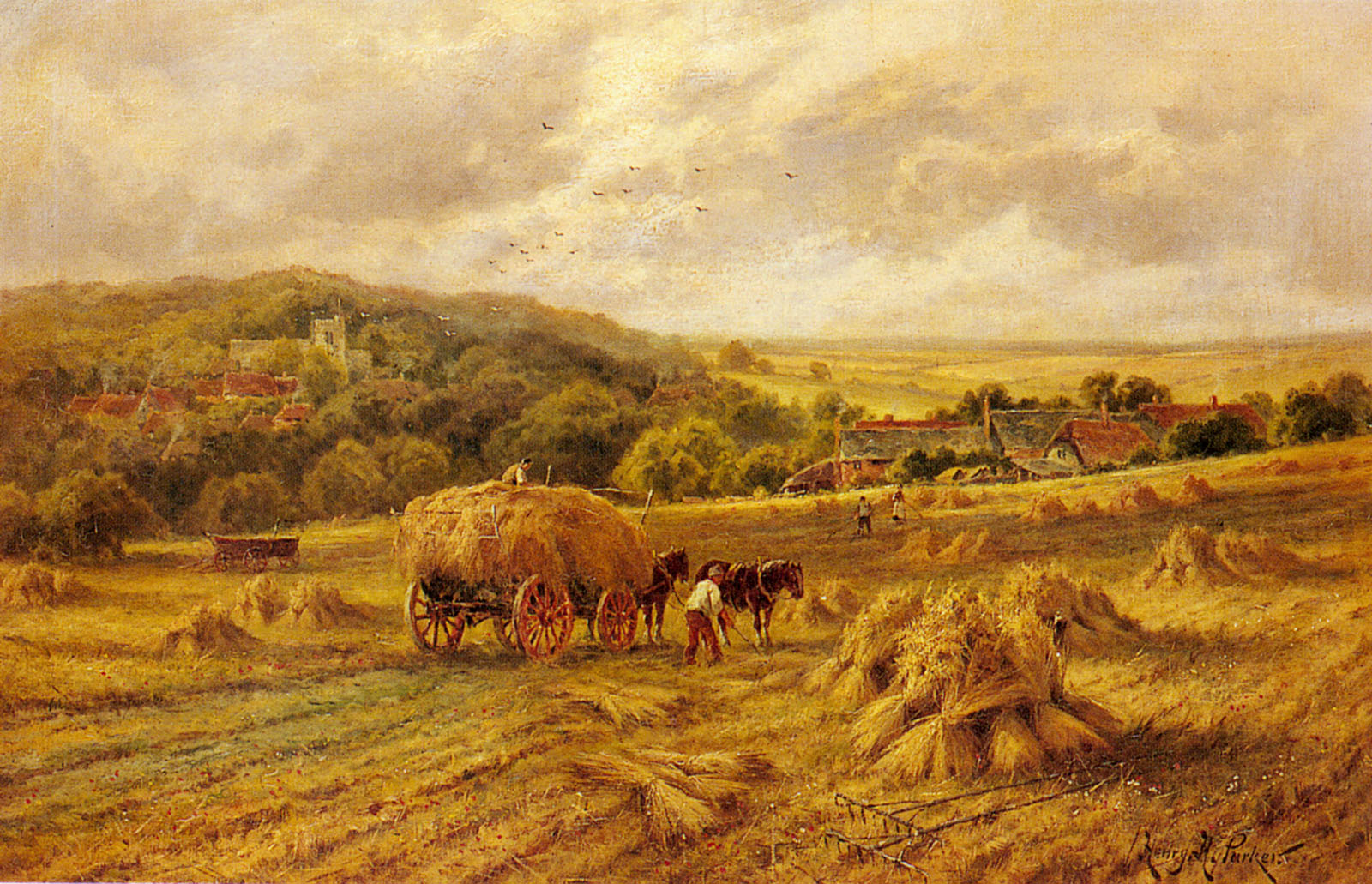 1600x1031 Harvest Time Lambourne Berks Painting Henry Hillier Parker Oil - Harvest Painting