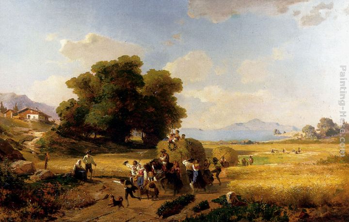 720x457 Franz Richard Unterberger The Last Day Of The Harvest Painting - Harvest Painting