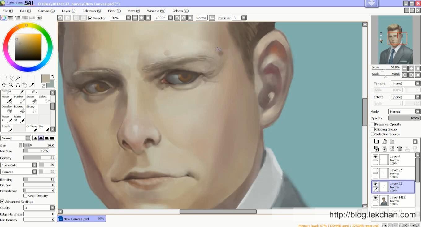 1360x734 Harvey Specter] Painting Process With Sai + Photoshop - Harvey Specter Painting