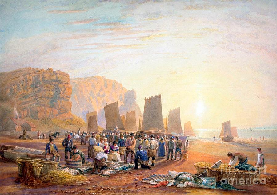 900x635 The Fish Market On The Beach At Hastings Painting By Motionage Designs - Hastings Painting