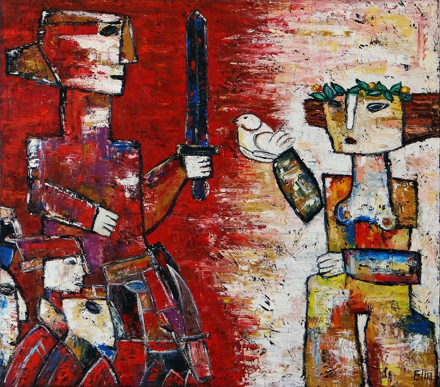 900x791 Love And Hate Painting By Elin Bogomolnik - Hate Painting