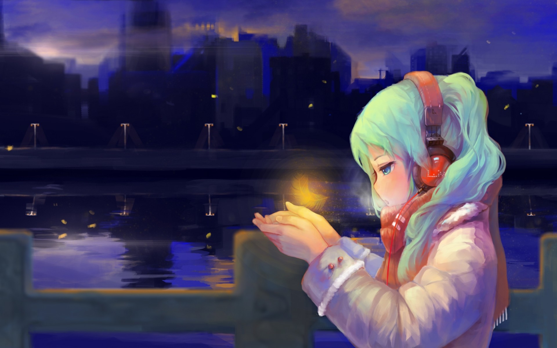 1920x1200 Download 1920x1200 Vocaloid, Hatsune Miku, Moe, Headphones - Hatsune Miku Painting