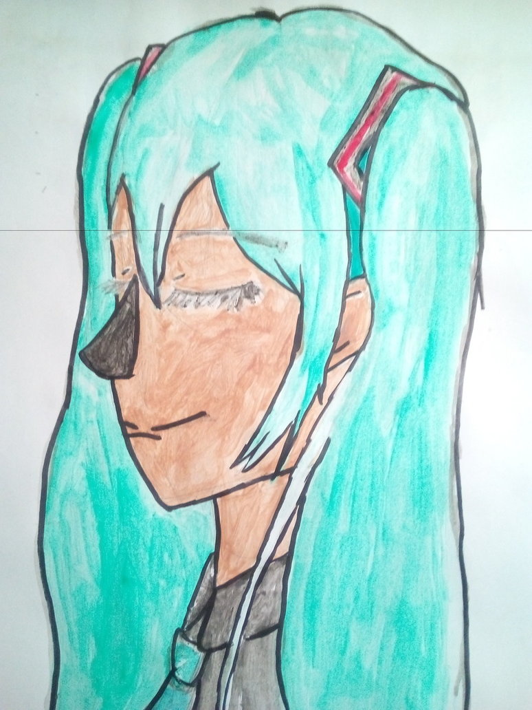 774x1032 Tried Water Painting Of Hatsune Miku By Superpotato3 - Hatsune Miku Painting