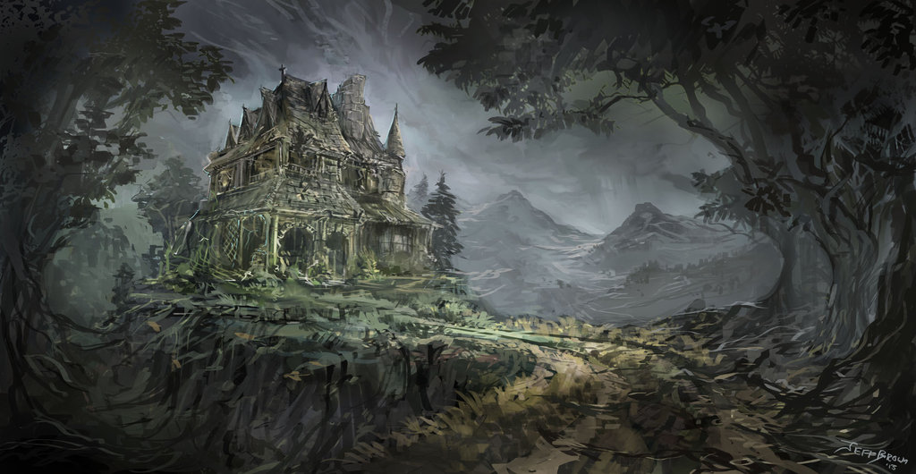 1024x530 Haunted House By Jbrown67 - Haunted Forest Painting