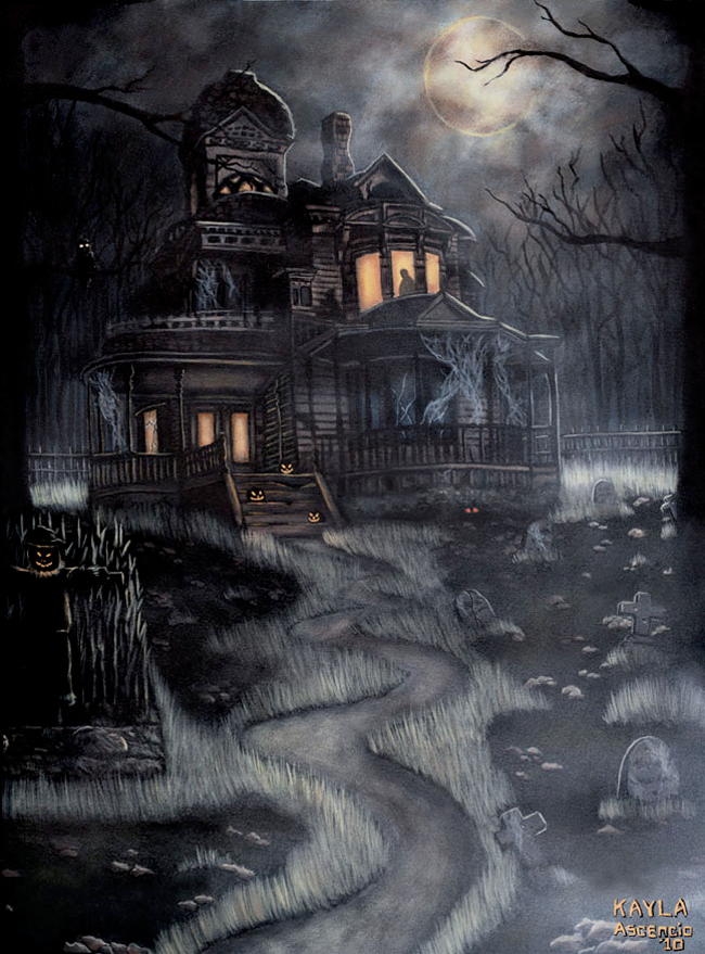 650x879 Haunted Houses (60 Images) Church Of Halloween - Haunted Forest Painting