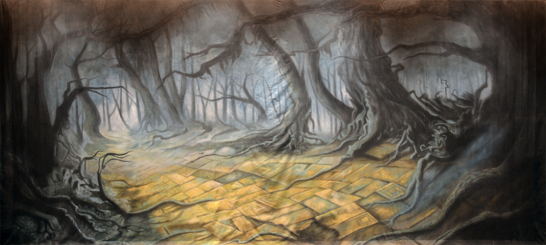 1067x480 Haunted Forest Scenic Backdrop Theatreworld - Haunted Forest Painting