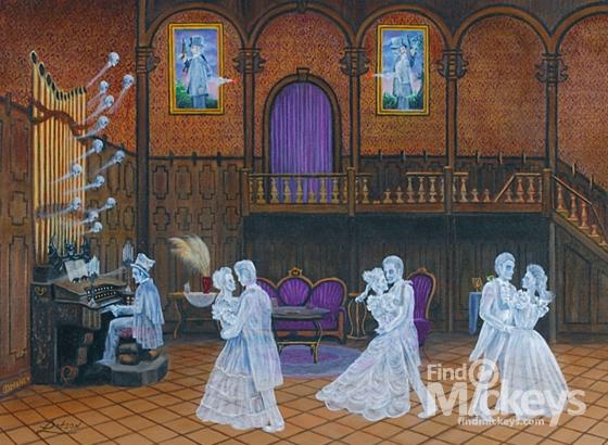 560x410 Haunted Mansion Ballroom Larry Dotson Painting Hidden Mickeys - Haunted Mansion Painting