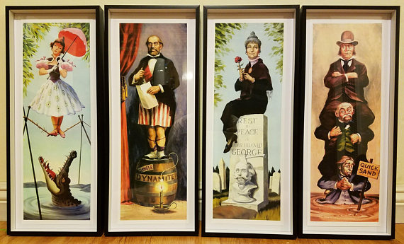 570x345 Disneyland Haunted Mansion Set Of 4 Stretch Paintings Fine Art - Haunted Mansion Painting