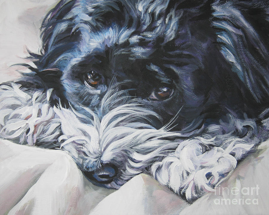 900x720 Havanese Black And White Painting By Lee Ann Shepard - Havanese Painting
