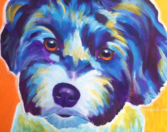 340x270 Havanese Print Shihtzu Art Pet Portrait Dog Art Dog - Havanese Painting