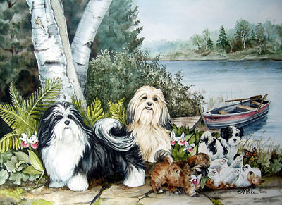 400x291 Studio L'Image Dog Art, Sculpture And Figurines By Nancy Miller Pinke - Havanese Painting