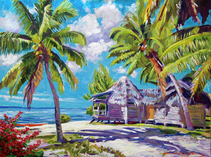 900x671 Hawaii Beach Shack Painting By David Lloyd Glover - Hawaii Painting