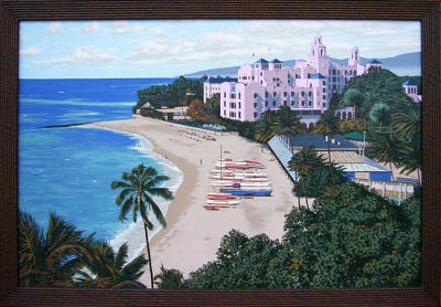 400x278 Royal Hawaiian Hotel (Original Acrylic Painting) Sunshine Arts - Hawaii Painting