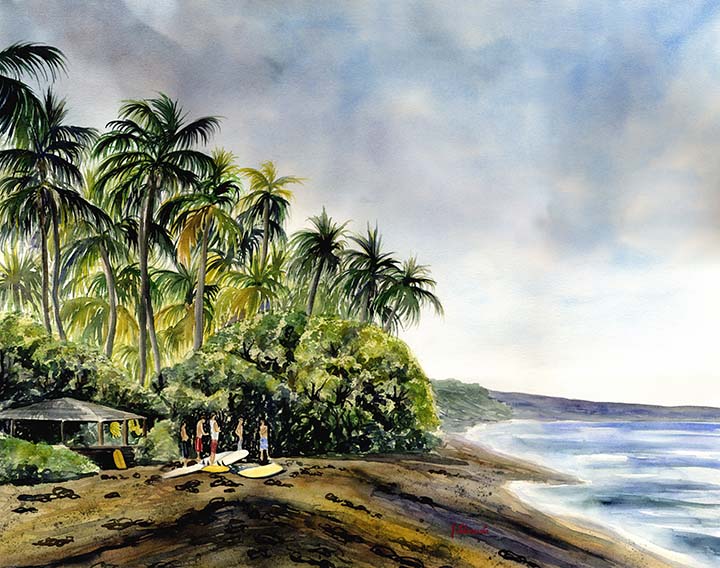 720x568 Before The Session Hawaii Surf Painting By Artist Jenny Floravita - Hawaii Painting