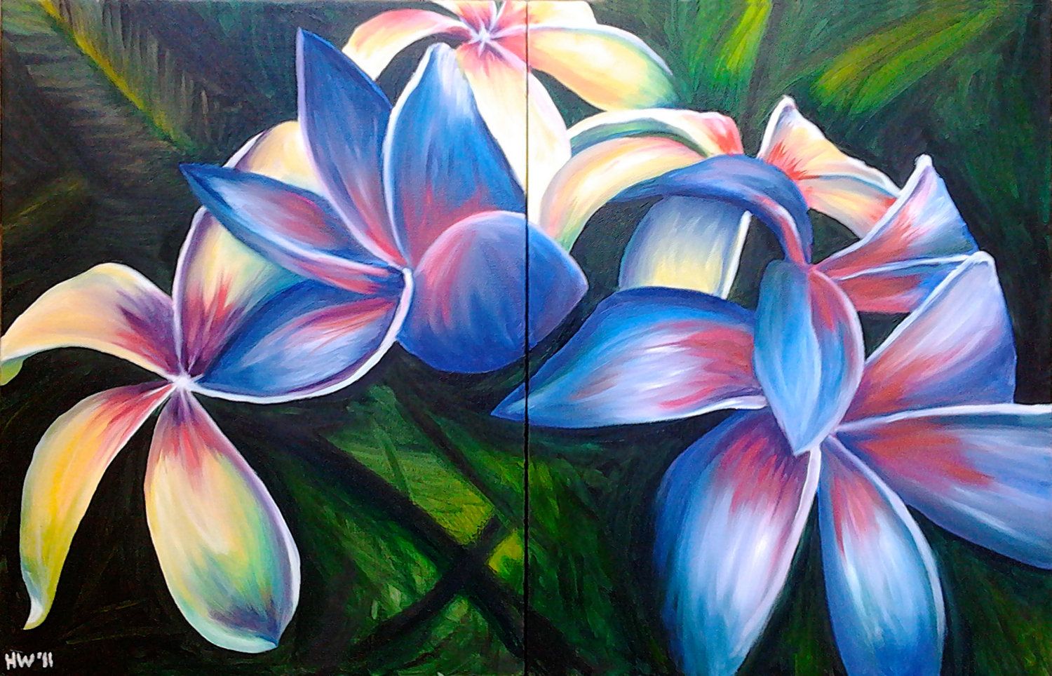 1500x964 Hawaiian Flower Oil Painting Tropical By Southpawpaintings On Etsy - Hawaiian Flower Painting
