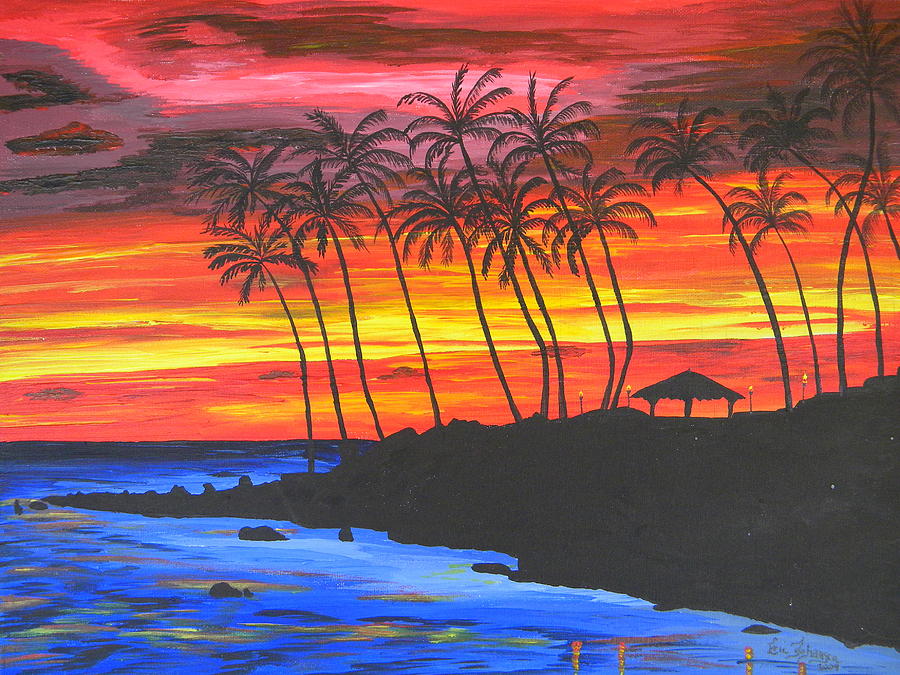 900x675 Hawaiian Sunset Painting By Eric Johansen - Hawaiian Sunset Painting