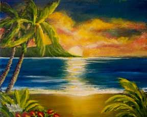 Hawaiian Sunset Painting at PaintingValley.com | Explore collection of ...