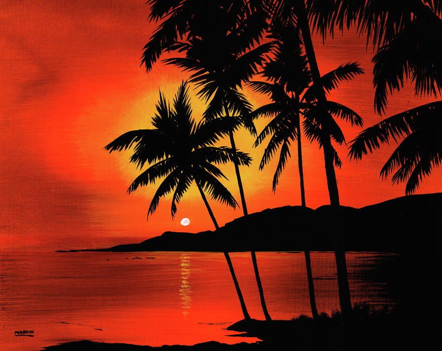 900x716 Hawaiian Sunset Painting Sea Scape Painting - Hawaiian Sunset Painting
