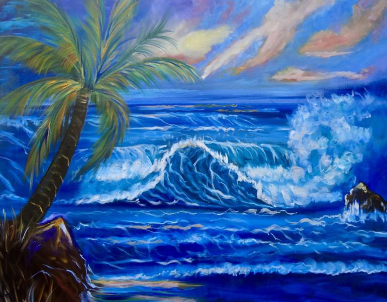 770x602 Saatchi Art Tropical Hawaiian Sunset Painting By Jenny Jonah - Hawaiian Sunset Painting
