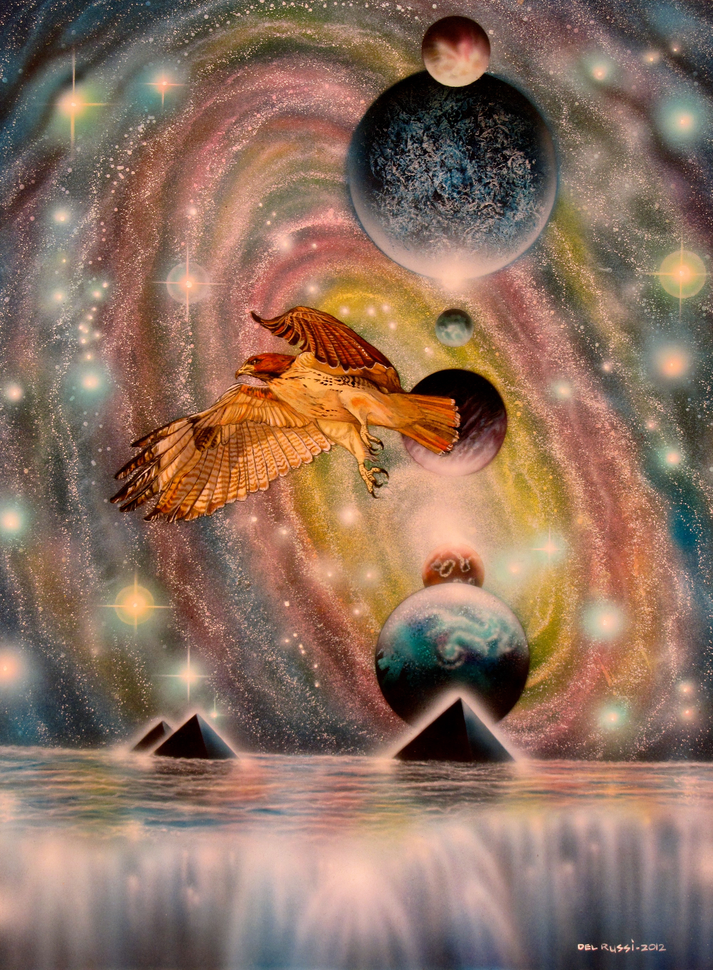 2761x3756 Sam Del Russi Artwork Red Tailed Hawk Reiki Original Painting - Hawk Painting