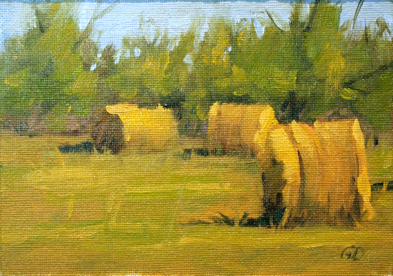 1300x914 George De Chiara Daily Paintings Weatherford Hay Bales - Hay Bale Painting