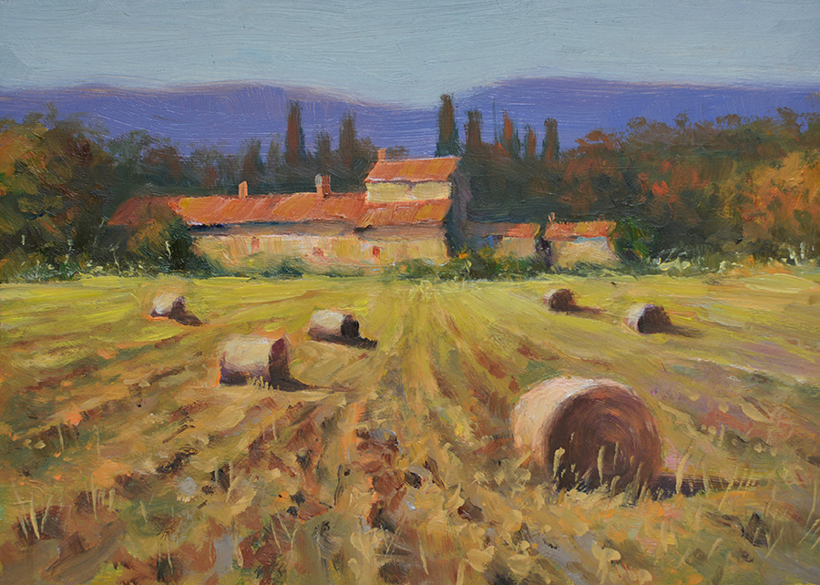 900x642 Hay Bales Tuscan Farm House. Tuscany Countryside, Landscape Oil - Hay Bale Painting