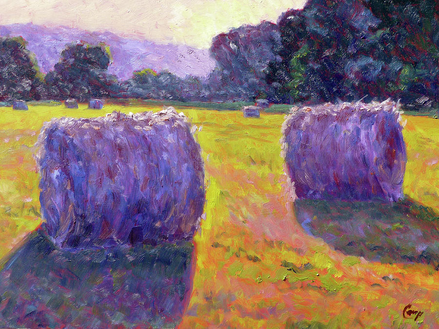 900x675 Bales Of Hay Painting By Michael Camp - Hay Bale Painting