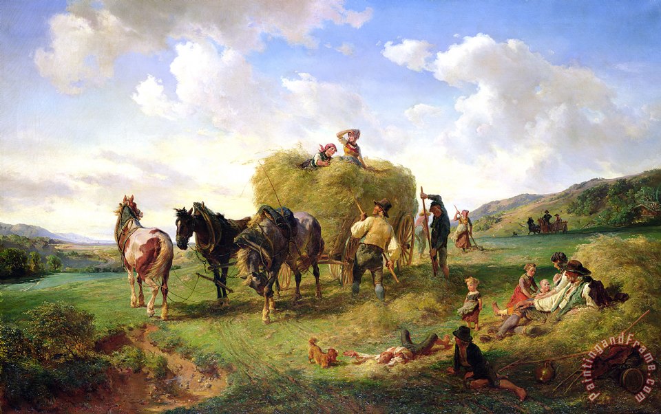 960x602 Hermann Kauffmann The Hay Harvest Painting - Hay Painting
